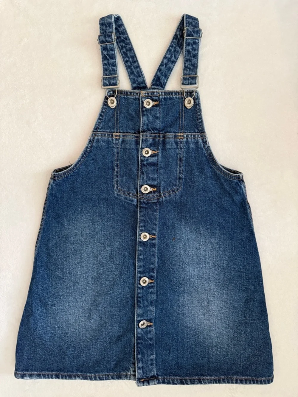 Zara | Dungaree Denim Button Front Overall Jean Jumper Dress Made in Egypt (10) - Picture 15 of 15